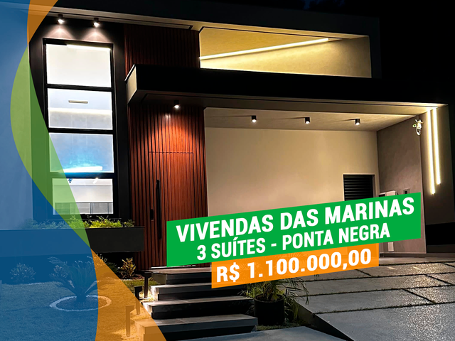 Casa com 250m² 3 quartos e 4 banheiros, à venda, no bairro Ponta Negra em Manaus
