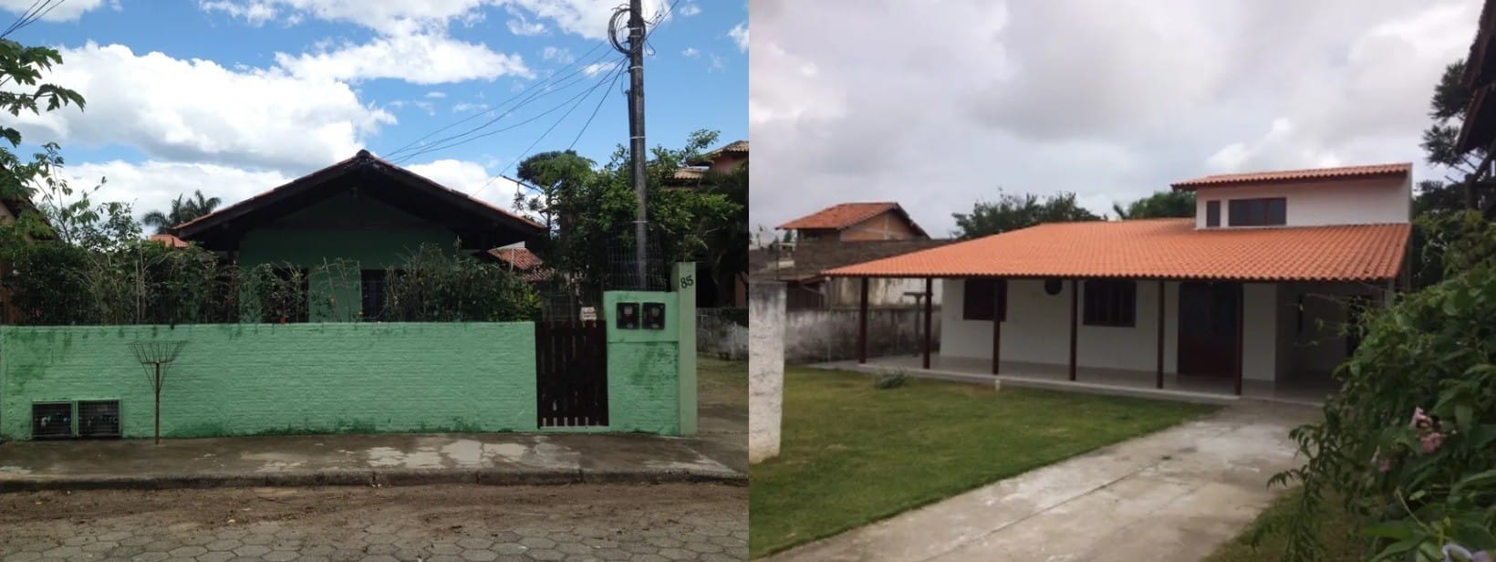 Duas casas de alvenaria, a da frente com 2 quartos e a dos fundos com 3 quartos no Campeche - Florianópolis/SC
