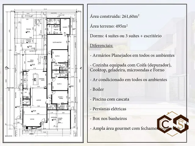 Casa com 495m² 4 quartos e 5 banheiros, à venda, no bairro Jardim Maison Pu Parc em Indaiatuba
