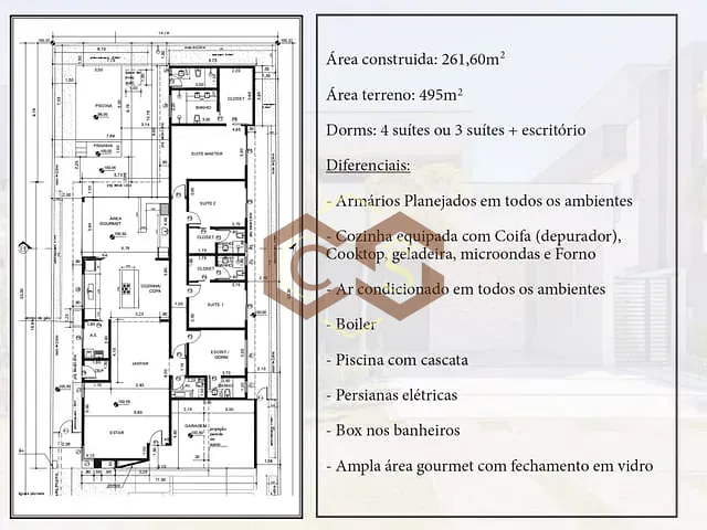 Casa com 495m² 4 quartos e 5 banheiros, à venda, no bairro Jardim Maison Pu Parc em Indaiatuba