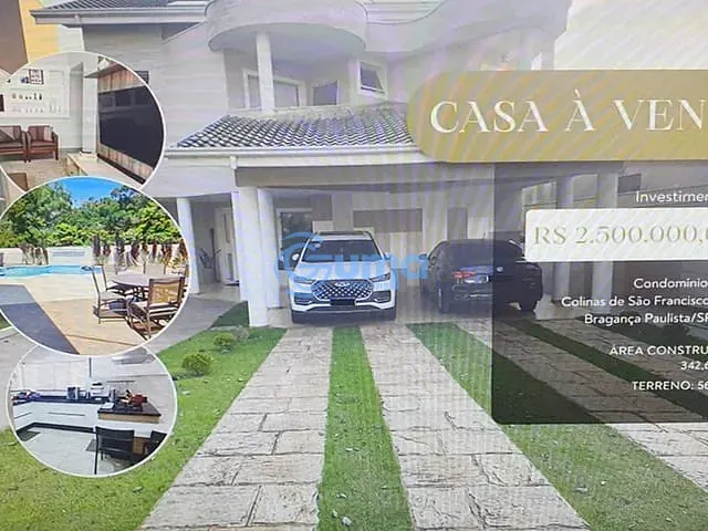 Casa com 565m² 5 quartos e 6 banheiros, à venda, no bairro Residencial Colinas de São Francisco em Bragança Paulista
