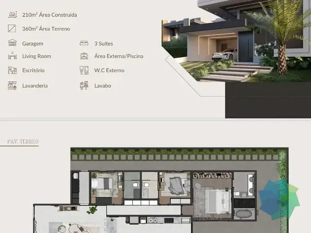 Casa com 360m² 3 quartos e 4 banheiros, à venda, no bairro Chácara Alvorada em Indaiatuba