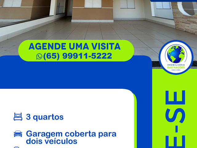 Casa com 126m² 3 quartos e 2 banheiros, à venda, no bairro Parque Residencial das Nações Indígenas em Cuiabá