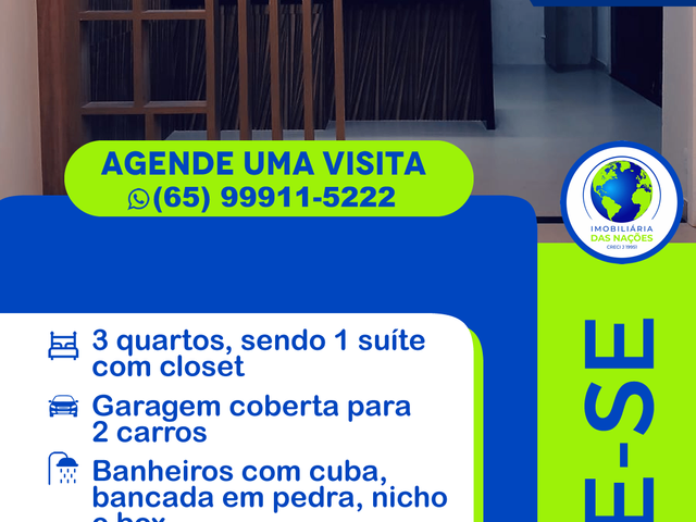 Casa com 126m² 3 quartos e 2 banheiros, à venda, no bairro Parque Residencial das Nações Indígenas em Cuiabá