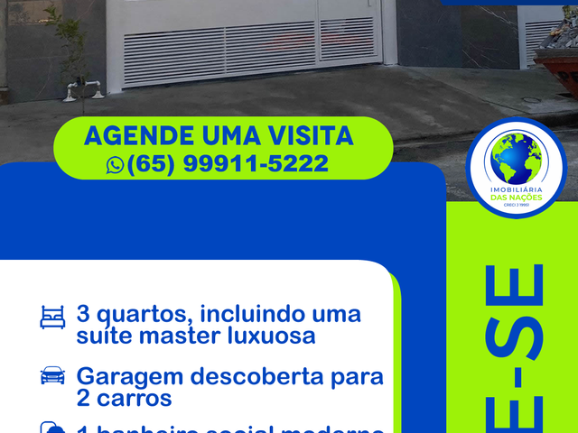 Casa com 180m² 3 quartos e 2 banheiros, à venda, no bairro Jardim Shangri-Lá em Cuiabá