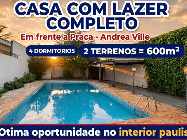 Casa com 600m² 4 quartos e 4 banheiros, à venda, no bairro Jardim Andrea Ville em Tatuí