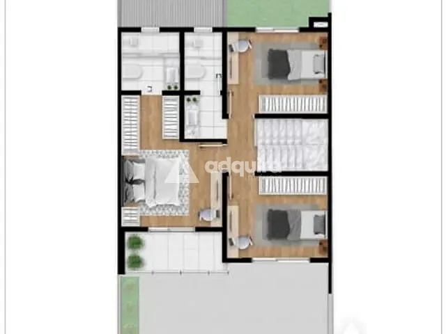 Sobrado com 110m² 3 quartos e 3 banheiros, à venda, no bairro Orfãs em Ponta Grossa