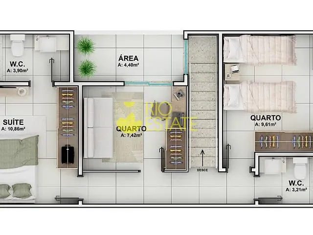 Casa com 110m² 3 quartos e 3 banheiros, à venda, no bairro Santa Rosa em Barra Mansa