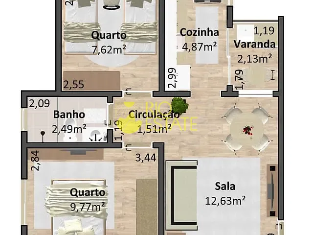 Apartamento com 80m² 2 quartos e 1 banheiro, à venda, no bairro Belmonte em Volta Redonda