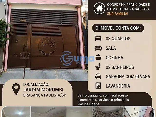 Casa com 125m² 3 quartos e 2 banheiros, à venda, no bairro Jardim Morumbi em Bragança Paulista
