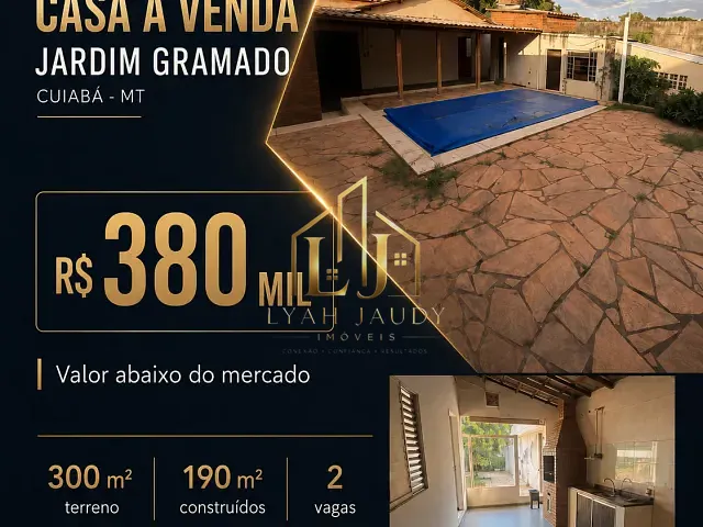 Casa com 300m² 3 quartos e 2 banheiros, à venda, no bairro Jardim Gramado em Cuiabá