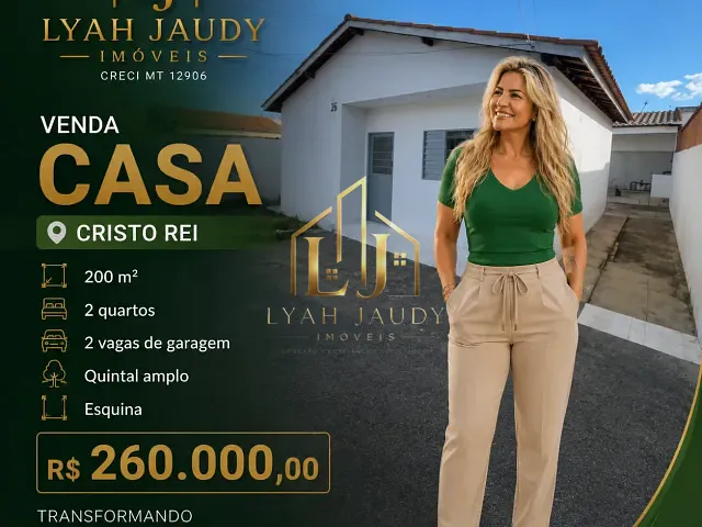 Casa com 200m² 2 quartos e 1 banheiro, à venda, no bairro Cristo Rei em Várzea Grande
