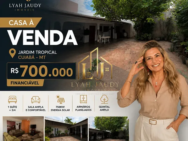 Casa com 360m² 4 quartos e 3 banheiros, à venda, no bairro Jardim Tropical em Cuiabá