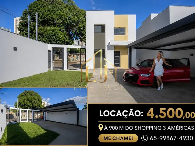 Casa com 250m² 3 quartos e 2 banheiros, para alugar, no bairro Jardim Tropical em Cuiabá
