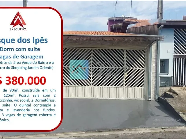 Casa com 150m² 2 quartos e 2 banheiros, à venda, no bairro Residencial Bosque dos Ipes em São José dos Campos