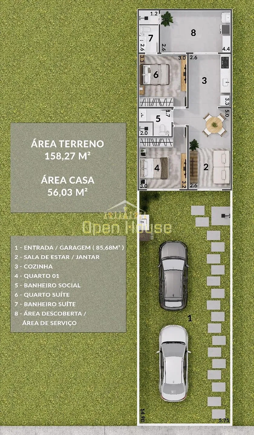 Casa, 2 quartos, 56 m² - Foto 4