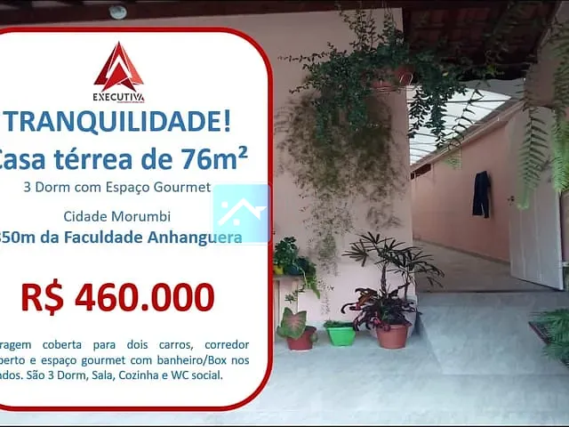 Casa com 150m² 3 quartos e 2 banheiros, à venda, no bairro Cidade Morumbi em São José dos Campos