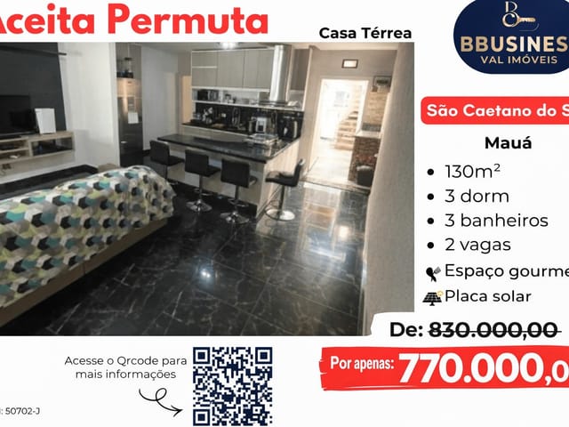 Casa 3 quartos e 2 banheiros, à venda, no bairro Mauá em São Caetano do Sul