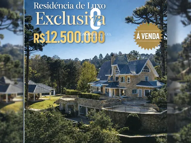 Casa com 2800m² 4 quartos e 10 banheiros, à venda, no bairro Véu da Noiva em Campos do Jordão