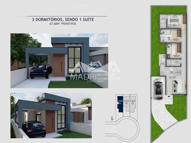 Casa 3 quartos e 2 banheiros, à venda, no bairro Nova Palhoça  em Palhoça