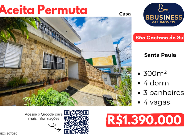 Casa 4 quartos e 3 banheiros, à venda, no bairro Santa Paula em São Caetano do Sul