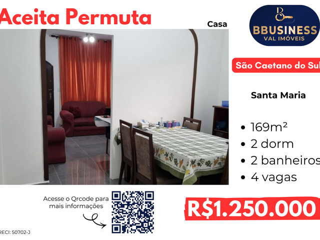 Casa com 169m² 2 quartos e 2 banheiros, à venda, no bairro Santa Maria em São Caetano do Sul