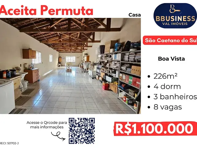 Casa com 226m² 4 quartos e 3 banheiros, à venda, no bairro Boa Vista em São Caetano do Sul