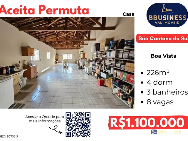 Casa com 226m² 4 quartos e 3 banheiros, à venda, no bairro Boa Vista em São Caetano do Sul