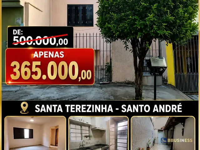 Casa com 95m² 3 quartos e 2 banheiros, à venda, no bairro Jardim Utinga em Santo André