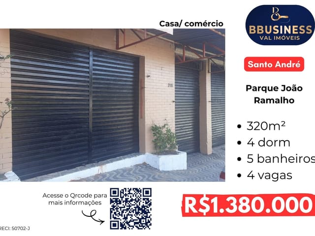 Casa com 320m² 4 quartos e 5 banheiros, à venda, no bairro Parque João Ramalho em Santo André