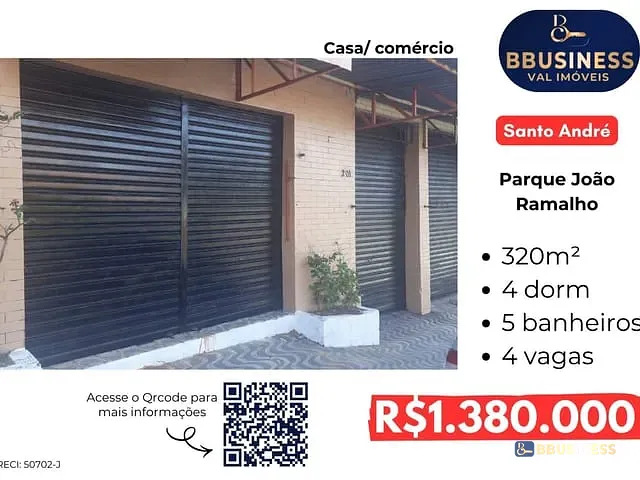Casa com 320m² 4 quartos e 5 banheiros, à venda, no bairro Parque João Ramalho em Santo André