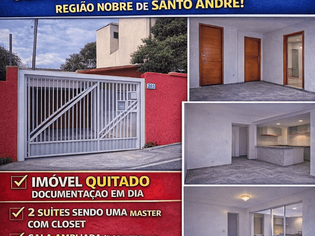 Casa com 140m² 3 quartos e 3 banheiros, à venda, no bairro Vila Bastos em Santo André