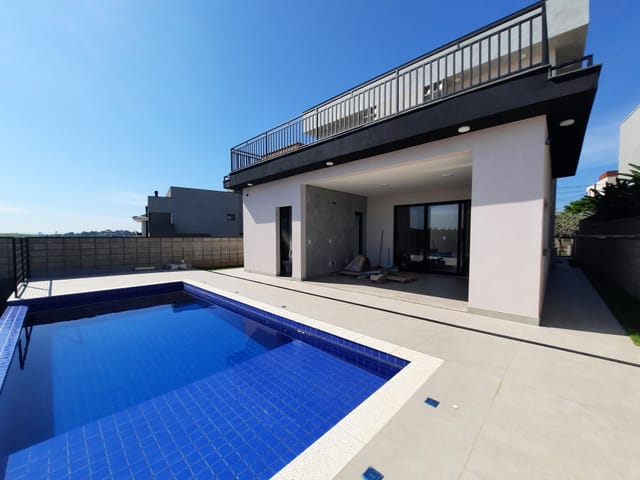 Foto do Casa - Magnifico Sobrado a venda com 4 Dormitórios , Varanda com Hidromassagem, Área Gourmet com Piscina no Condomínio Ibi Aran2 , Jardim da Mina, Itupeva, SP | Copette Imóveis