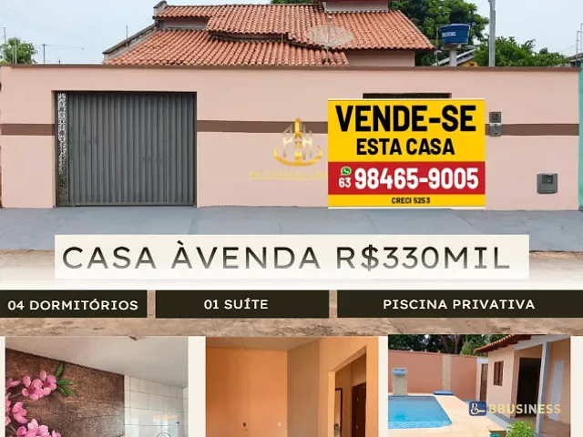 Casa 4 quartos e 1 banheiro, à venda, no bairro Nova Capital em Porto Nacional