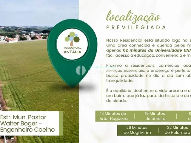 Terreno com 250m², à venda, no bairro Jardim Amália em Engenheiro Coelho