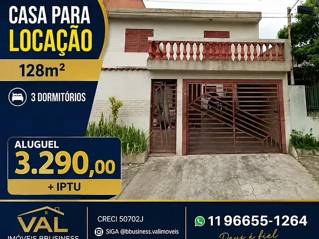 Casa 3 quartos e 2 banheiros, para alugar, no bairro Santa Terezinha em Santo André