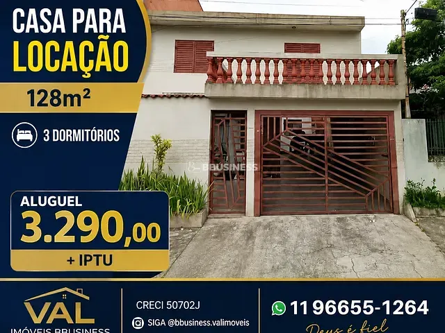 Casa 3 quartos e 2 banheiros, para alugar, no bairro Santa Terezinha em Santo André