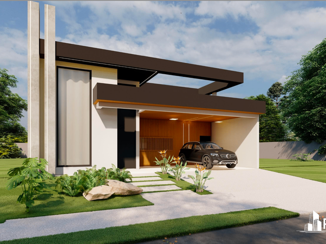 Foto do Casa - Casa Térrea Moderna com Piscina  à venda, Santoniri Residencial Club, Paulínia, SP | Hermes Imóveis