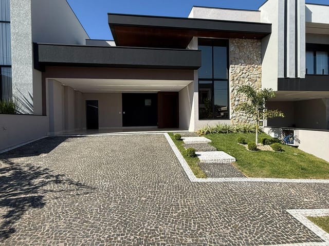 Foto do Casa - Casa térrea de alto padrão à venda no Residencial Club Santorini, com 3 suítes, piscina, cozinha completa, automação e acabamento de alto padrão, Paulínia, SP | Hermes Imóveis