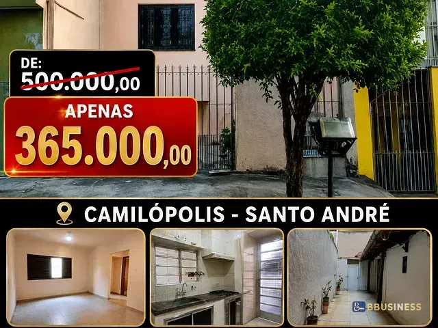 Casa com 95m² 3 quartos e 2 banheiros, à venda, no bairro Vila Metalúrgica em Santo André