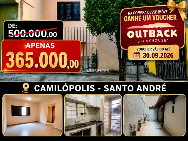 Casa com 95m² 3 quartos e 2 banheiros, à venda, no bairro Jardim Utinga em Santo André