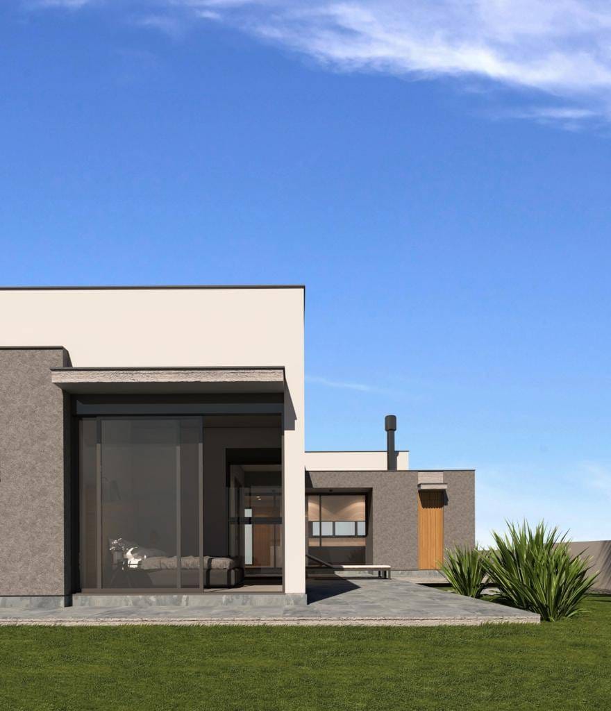 Casa em construção no Alphaville Fase 2, com 195m², 3 dormitórios (1 suíte), lareira, espaço gourmet e lazer completo em condomínio fechado.
