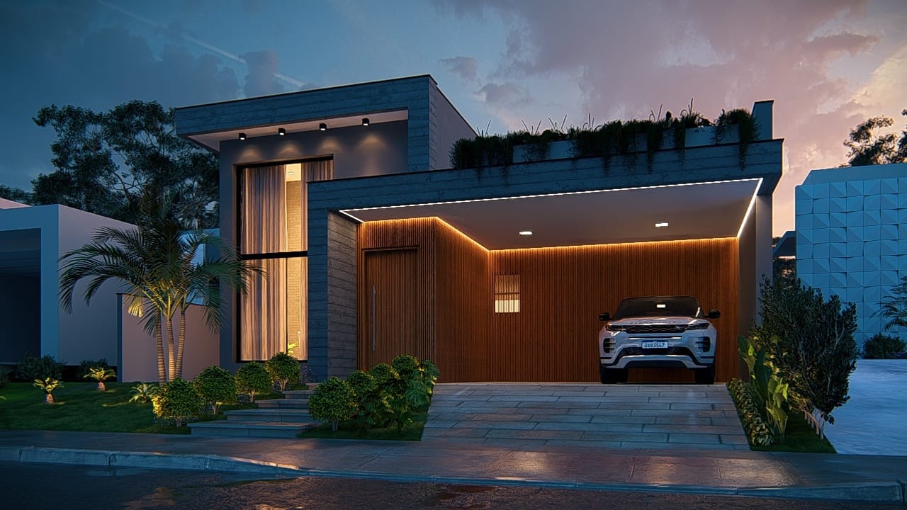 Casa em construção no Veredas, Laranjal: 162m², 3 suítes, sala ampla, lareira, piscina e pátio. Condomínio completo com lazer e segurança.