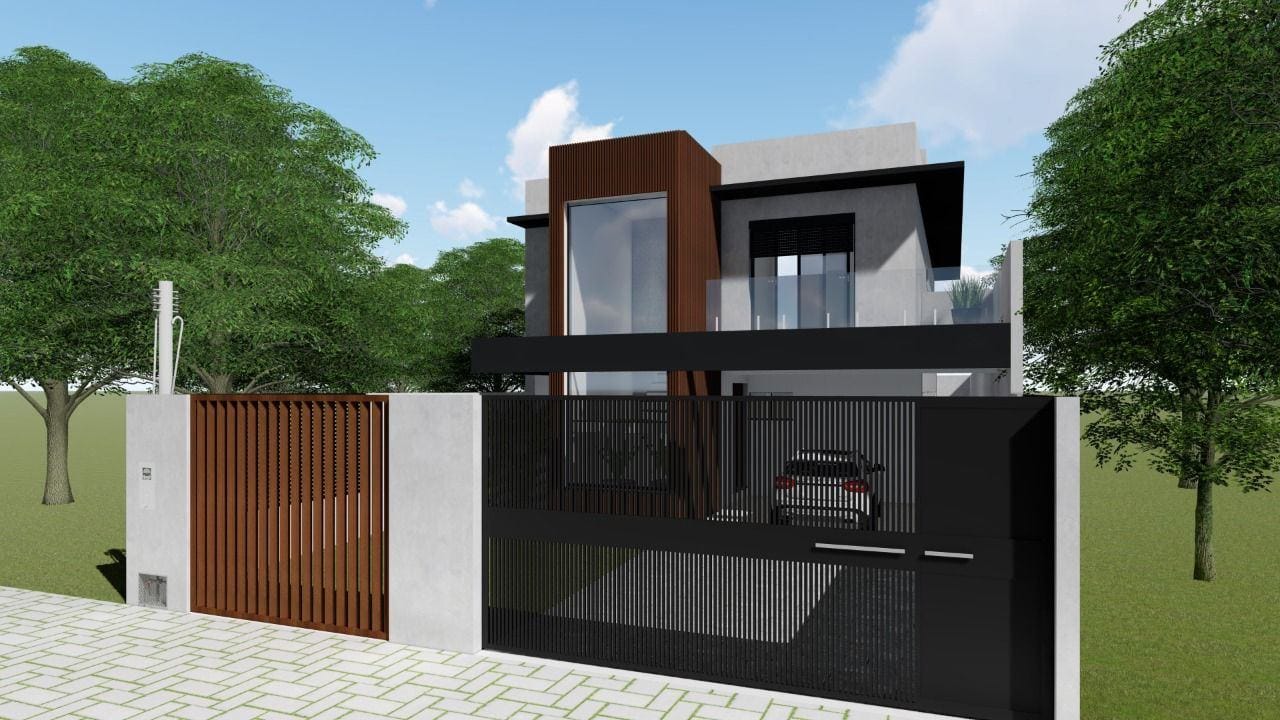 Sobrado em construção à venda nas Três Vendas: 266 m², 4 quartos (2 suítes), salas amplas, lareira e churrasqueira. Arquitetura moderna em bairro nobre!