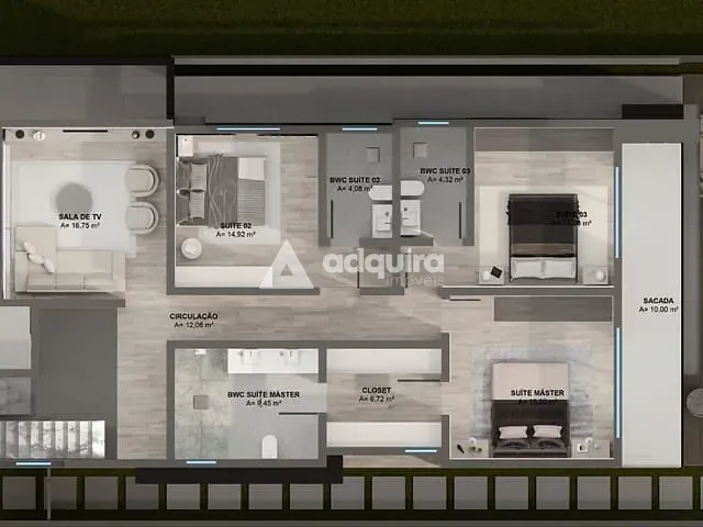 Casa com 357m² 4 quartos e 5 banheiros, à venda, no bairro Jardim Carvalho em Ponta Grossa