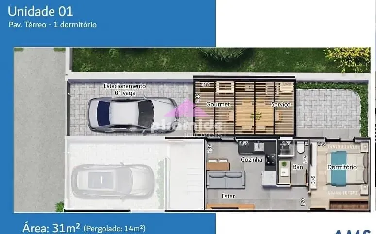 Casa, 1 quarto, 32 m² - Foto 3