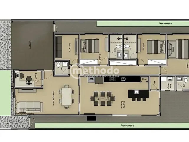 Casa com 363m² 3 quartos e 4 banheiros, à venda, no bairro Parque Brasil 500 em Paulínia