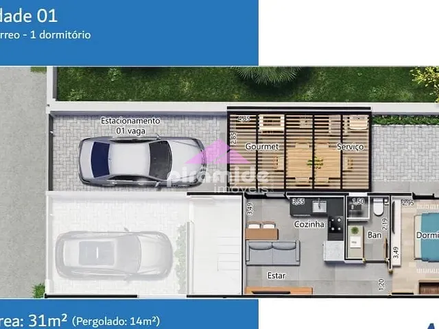 Casa com 47m² 1 quarto e 1 banheiro, à venda, no bairro Pontal de Santa Marina em Caraguatatuba