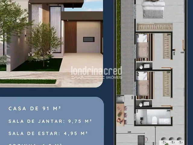 Casa com 180m² 3 quartos e 2 banheiros, à venda, no bairro Colúmbia em Londrina