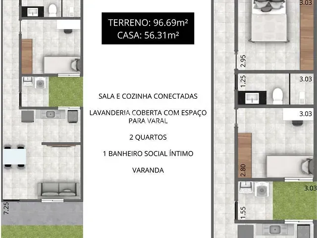 Casa com 97m² 2 quartos e 1 banheiro, à venda, no bairro Los Angeles em Campo Grande